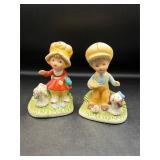 vintage porcelain Homco boy & girl w puppies