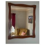 Vintage wooden beveled wall mirror 34x28ï¿½