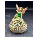 trinket box enameled fairy figurine some missing