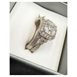 Sterling silver engagement and wedding band set