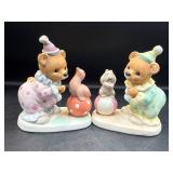 vintage set of HOMCO porcelain clown bear