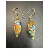 Sterling silver & Murano style art glass earrings