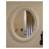 vintage Burwood faux milk glass mirror Hobnail