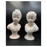 Vintage porcelain busts boy & girl