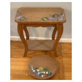 Small wooden hand painted table and lazy Susan