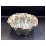 Signed pottery bowl ruffled edge