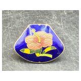 VINTAGE CLOISONNE FLOWER SCARF CLIP