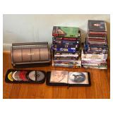CDs DVDs vhs tapes