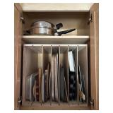 Kitchen cabinet lot sheet pans muffin tins & more