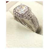 Sterling silver engagement and wedding band set