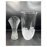 Gorham Crystal Frosted Shell vase &  Mikasa Flores