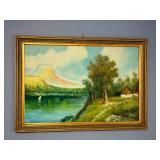 Framed landscape painting