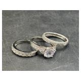 sterling silver engagement ring Set of 3