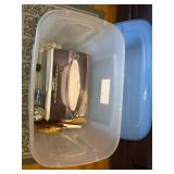 Lidded tote and contents