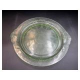 Anchor Hocking Cameo Green Uranium Cake Plate