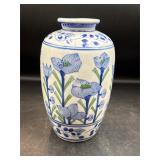 vintage Chinese vase hand-painted blue floral