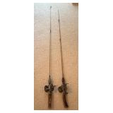 Vintage 1950s fishing poles & reels