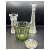 Vintage vases and flower frog