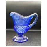 vintage Fostoria cobalt blue glass creamer pitcher