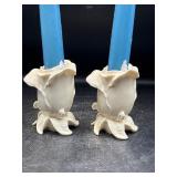Lenox candlesticks sculpted ivory rose design