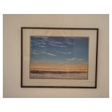 1982 framed vintage lithograph ocean 22x28ï¿½
