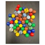 glass marbles, plastic marbles,