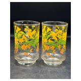 vintage Libbey juice glasses yellow hummingbirds