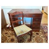 Vintage leather top writing desk and chair
