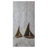 Pair of vtg brass sailboats