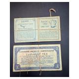 vintage Luzianne Tea premium certificates