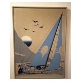 Mid-century coastal fabric print 37x27ï¿½