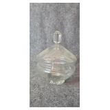 Etched glass candy dish