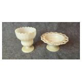 Pair of milk glass pieces