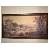 Vintage framed farm print 52x28ï¿½
