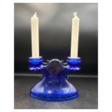 vintage L.E. Smith Glass double candlestick holder