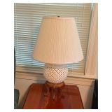 vintage white porcelain reticulated table lamp