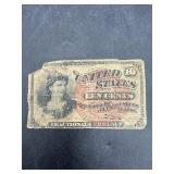United States 10 Cents Fractional Currency note
