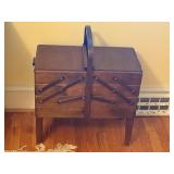 mid-century modern accordion-style sewing box