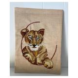 Condition issues vintage embroidered lion cub