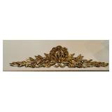 Vtg Ornate Solid Brass Wall Pediment 15ï¿½ Ribbon