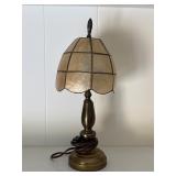 vintage brass table lamp capiz shell shade