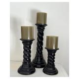 Swirl black tone candle holders