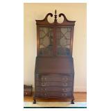 Vintage mahogany secretary desk Chippendale style