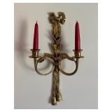 Brass Bow & Tassel Heavy Double Bugle Candlestick