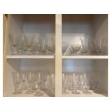 Assorted etched clear glassware