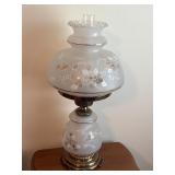 vintage Quoizel Satin Lace hurricane table lamp