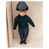 Vtg doll young boy wearing a green knitted sweater