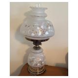 vintage Quoizel Satin Lace hurricane table lamp