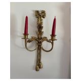 Brass Bow & Tassel Heavy Double Bugle Candlestick