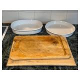 Corning ware bakers and cutting boards